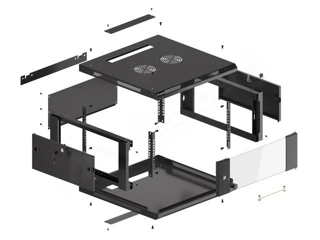 LANBERG WF01-6604-10B sieninis stovas 19 colių išmontuojamas plokščias paketas 4U/600x600mm juodas