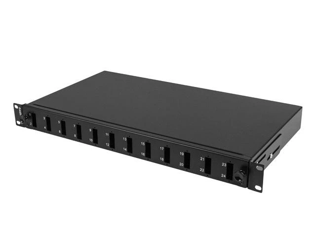 PRZEŁĄCZNICA ŚWIATŁOWODOWA LANBERG 12XSC DUPLEX / 12XLC QUAD RACK 19" 1U Juoda + AKCESORIA