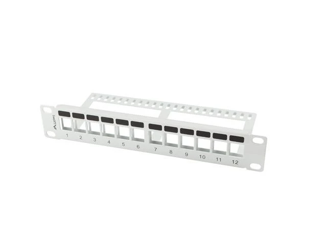 LANBERG patch panel blank 12 port 1U su organizatoriumi Keystone moduliams pilka