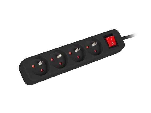 LANBERG PS1-04E-0150-BK 1.5M Juodas LANTERGE CURVE 4X 230V PL SU GRANDINĖS IŠJUNGIKLIU PILNAS VARINIS