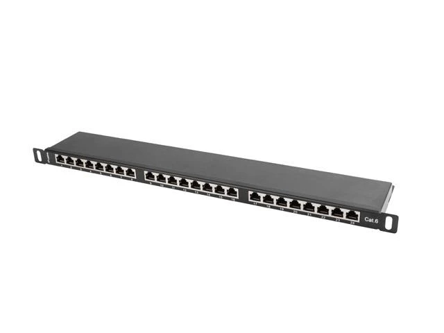 Lanberg Patch Panel 24 port 0.5U 19" cat.6 FTP ekranuotas juoda