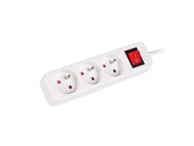 LANBERG PS1-03E-0150-W 1.5M Baltas LANTERGE CURVE 3X 230V PL WITH CIRCUIT BREAKER FULL COPPER