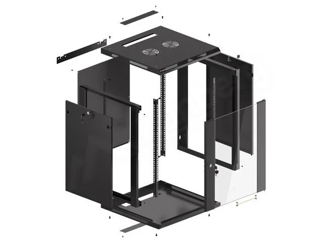 LANBERG WF01-6615-10B sieninis stovas 19 colių išmontuojamas plokščias paketas 15U/600x600mm juodas