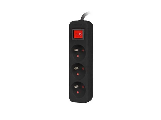 LANBERG PS1-03E-0300-BK 3M Juodas LANTERGE CURVE 3X 230V PL SU GRANDINĖS IŠJUNGIKLIU PILNAS VARINIS