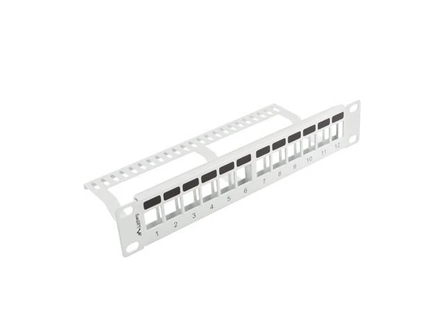 LANBERG patch panel blank 12 port 1U su organizatoriumi Keystone moduliams pilka
