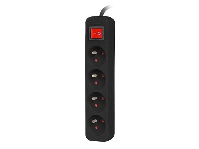 LANBERG PS1-04E-0150-BK 1.5M Juodas LANTERGE CURVE 4X 230V PL SU GRANDINĖS IŠJUNGIKLIU PILNAS VARINIS