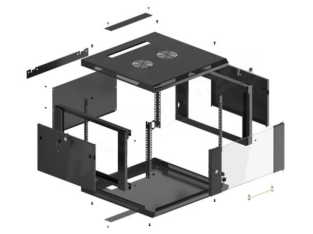 LANBERG WF01-6606-10B sieninis stovas 19 colių išmontuojamas plokščias paketas 6U/600x600mm juodas