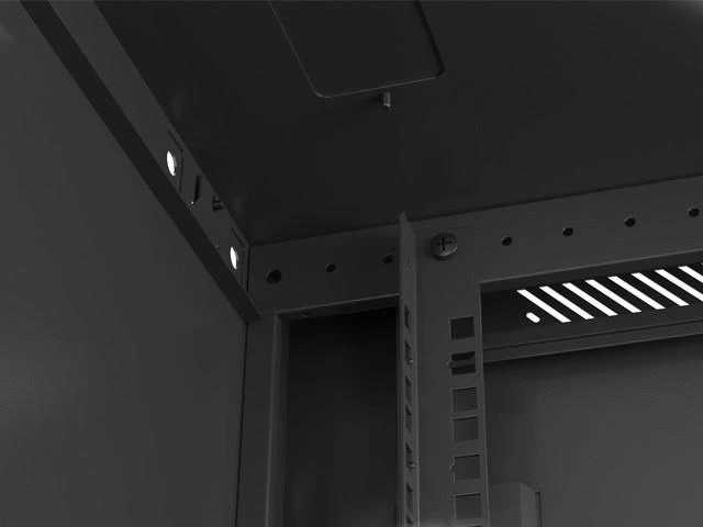 LANBERG sieninė spintelė 19 colių 9U 600x450 plieninės durys juodas plokščias paketas