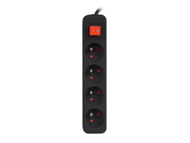 LANBERG PS1-04E-0150-BK 1.5M Juodas LANTERGE CURVE 4X 230V PL SU GRANDINĖS IŠJUNGIKLIU PILNAS VARINIS