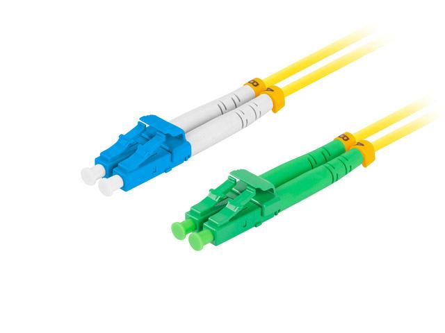 LANBERG šviesolaidinis patchcord SM LC/APC-LC/UPC dvipusis 2m LSZH g657a1 3.0mm geltonas