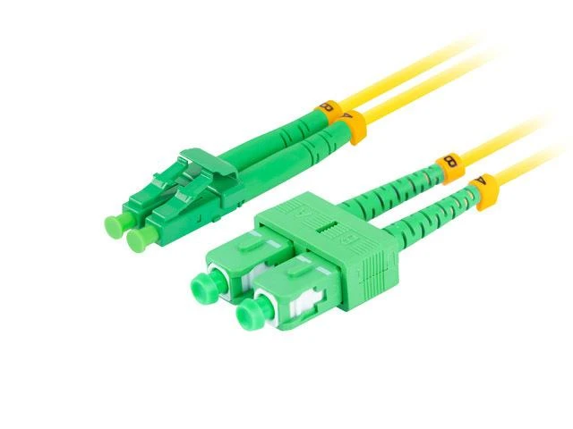 LANBERG šviesolaidinis patchcord SM SC/APC-LC/APC dvipusis 2m LSZH g657a1 3.0mm geltonas