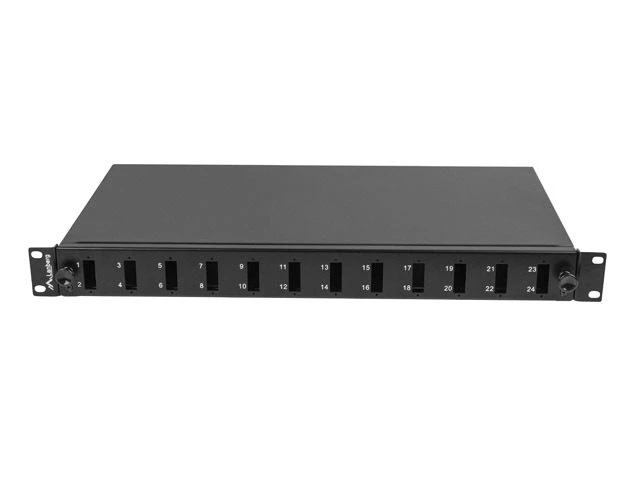 PRZEŁĄCZNICA ŚWIATŁOWODOWA LANBERG 12XSC DUPLEX / 12XLC QUAD RACK 19" 1U Juoda + AKCESORIA