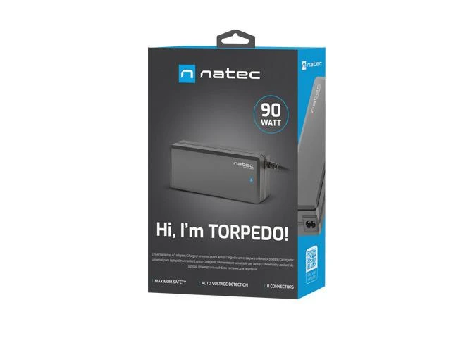Natec 90W nešiojamojo kompiuterio įkroviklio pakuotė