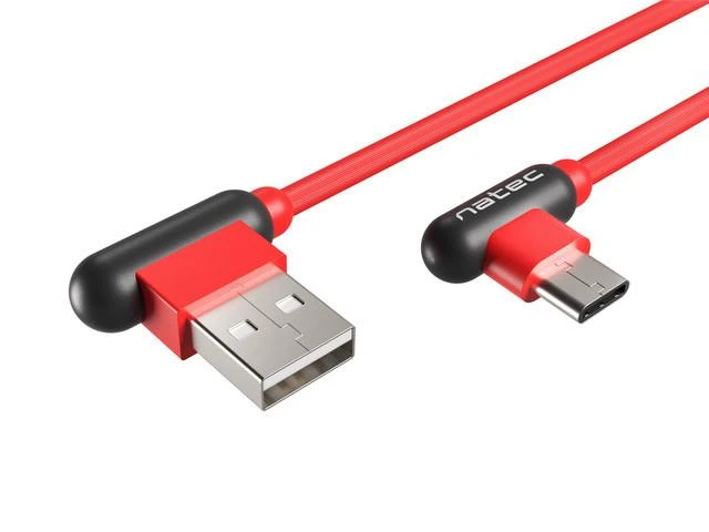 NATEC NKA-1201 Extreme Media kabelis USB Type-C į USB M 1m kampu į kairę/dešinę Raudona