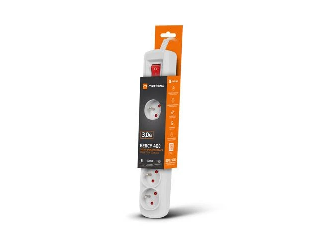 NATEC Bercy 400 3m Surge protection 5x French outlets pilka
