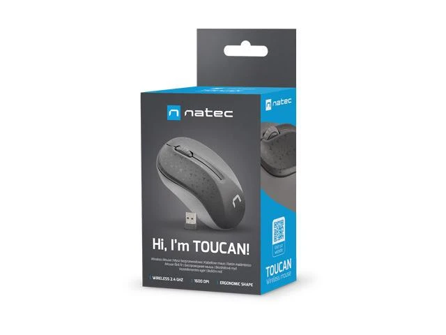 NATEC pelė Toucan optical wireless juodas/pilkas
