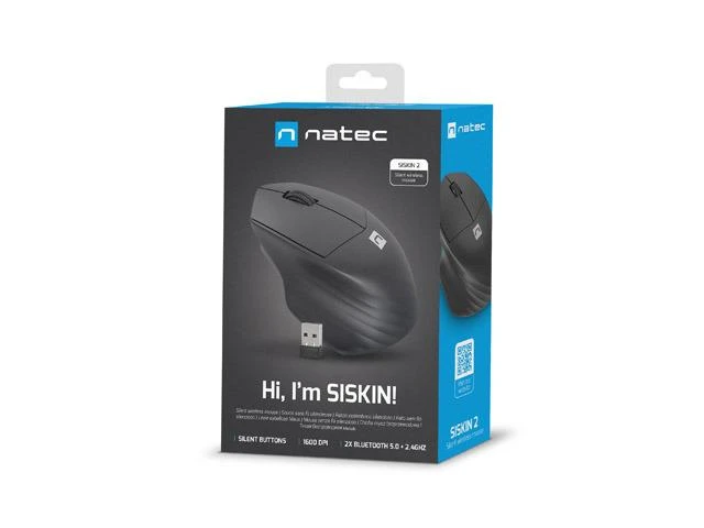 NATEC Belaidė pelė Siskin 2 1600DPI Bluetooth 5.0 + 2.4Ghz juodas