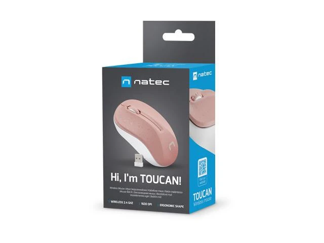 NATEC pelė Toucan optinis belaidis pink-baltas