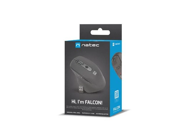 NATEC belaidė pelė Falcon optical 3200DPI 2.4GHz BT 5.0 juodas