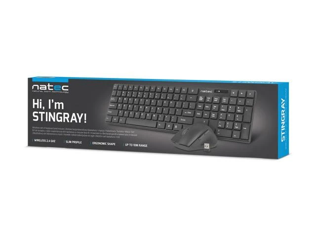 NATEC NZB-1440 Set 2in1 STINGRAY Belaidė klaviatūra ir pelė US išdėstymas