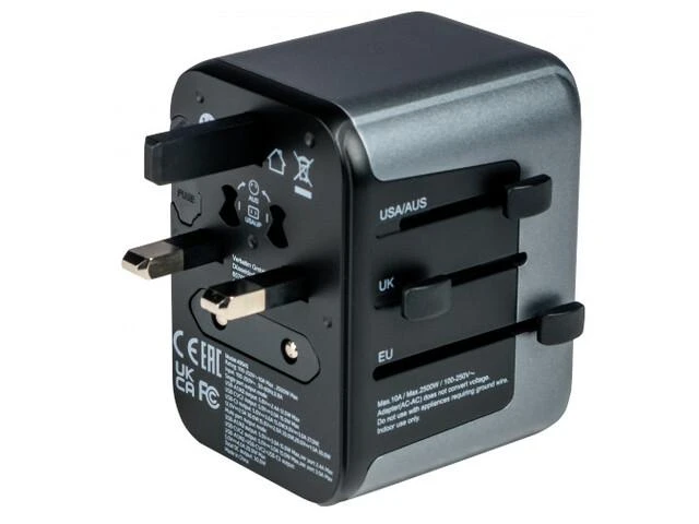 Verbatim Adapteris kelioninis EU/UK/US 2xUSB-A/2xUSB-C PD 30W UTA-03 juodos spalvos 49545