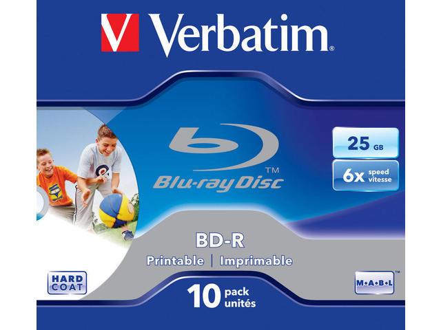 VERBATIM rašalinis spausdinimas BD-R 25GB 1-4x 10 pakelių papuošalų dėklas baltas paviršius