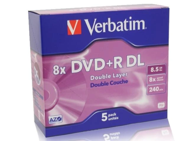 VERBATIM dviejų sluoksnių DVD+R 240 min. / 9,4 GB 8x 5 pakuočių papuošalų dėklas, atsparus įbrėžimams