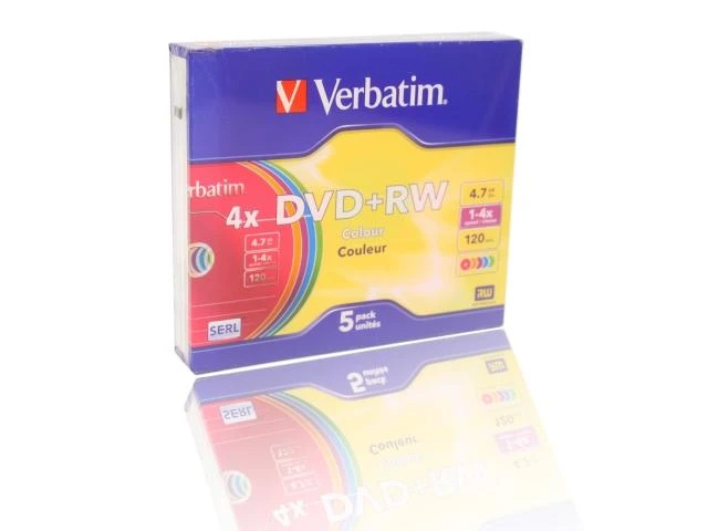 1x5 Verbatim DVD+RW 4,7GB 4x Speed Color Surface Slimcase