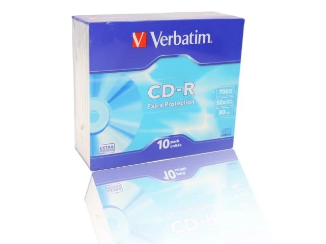 VERBATIM CD-R 80 min. / 700 MB 48x 10 pakuočių plonas dėklas DataLife, papildomas apsauginis paviršius