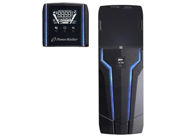 Power Walker POWERWALKER žaidimų UPS Line-Interactive VI 1000 GXB FR 4x FR lizdai / USB / LCD / 2x USB įkroviklis / RGB Lightning