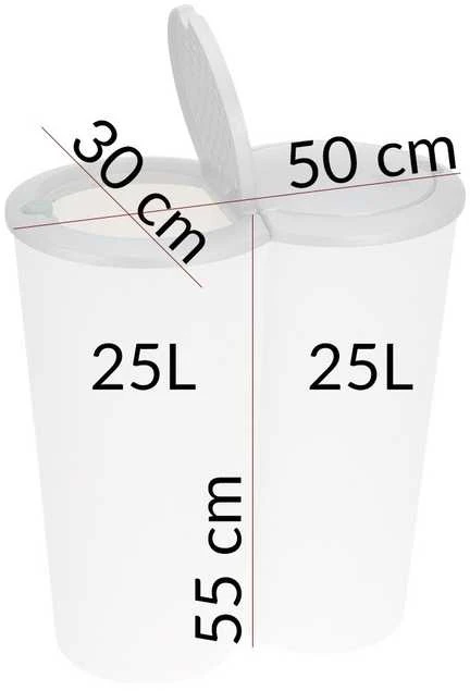 Excellent Houseware Atliekų rūšiavimo šiukšliadėžė plastikinis 2x25 l