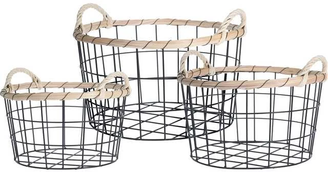 Asj Commerce 3 dekoratyvinių krepšelių rinkinys, pagamintas iš metalo, ovalus