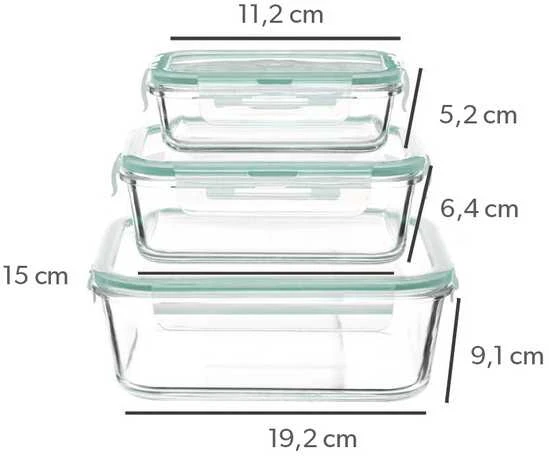 5five Simply Smart Stiklinių maisto indelių rinkinys 530 ml, 800 ml, 1800 ml, skaidrus