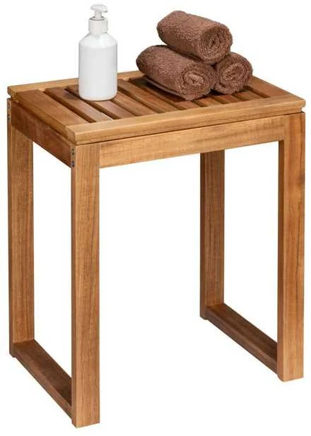 Wenko Akacijos medienos vonios taburetė FONDI, aukštis 46 cm