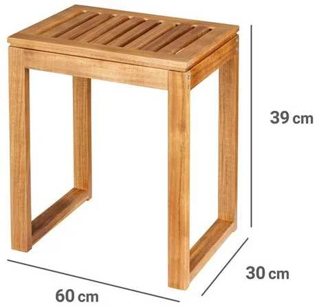 Wenko Akacijos medienos vonios taburetė FONDI, aukštis 46 cm