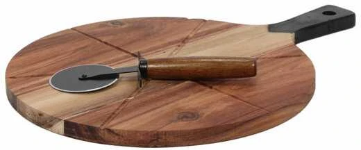 Excellent Houseware Medinė picos lenta su pjautuvu 30 cm 2 vnt.