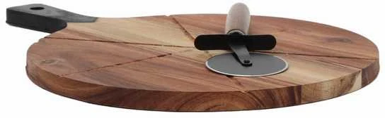 Excellent Houseware Medinė picos lenta su pjautuvu 30 cm 2 vnt.