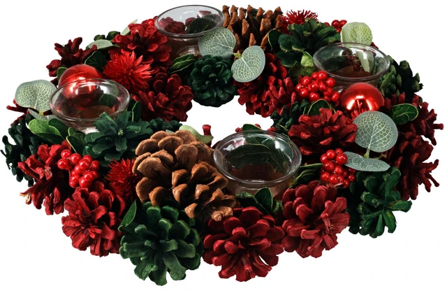Home Styling Collection Advento vainikas su 4 žvakidėmis ir kankorėžiais, Ø 34 cm