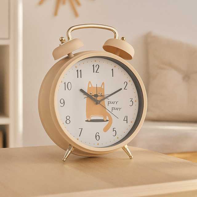 Home Styling Collection BUDZIK DLA DZIECI Z MOTYWEM ZWIERZĘCYM KOTEK Ø 24 CM ORANŽINĖ