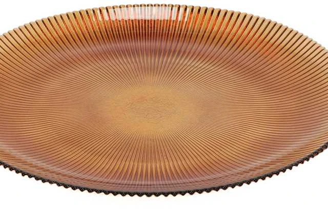 Home Styling Collection Stiklo serviravimo lėkštė 28 cm, gintaro spalvos