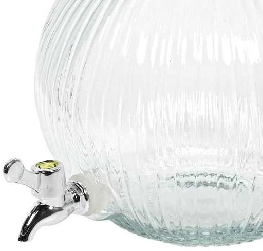 Excellent Houseware Kraantje Gėrimų Dozatorius 5,5 l su Kranu - Stiklinis, Su Metaliniu Dangčiu