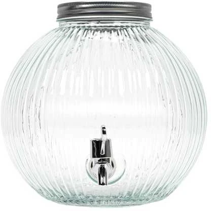 Excellent Houseware Kraantje Gėrimų Dozatorius 5,5 l su Kranu - Stiklinis, Su Metaliniu Dangčiu