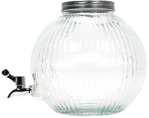 Excellent Houseware Kraantje Gėrimų Dozatorius 5,5 l su Kranu - Stiklinis, Su Metaliniu Dangčiu