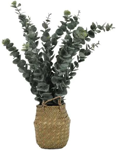 Dirbtinis eukaliptas pintame krepšelyje 50 cm