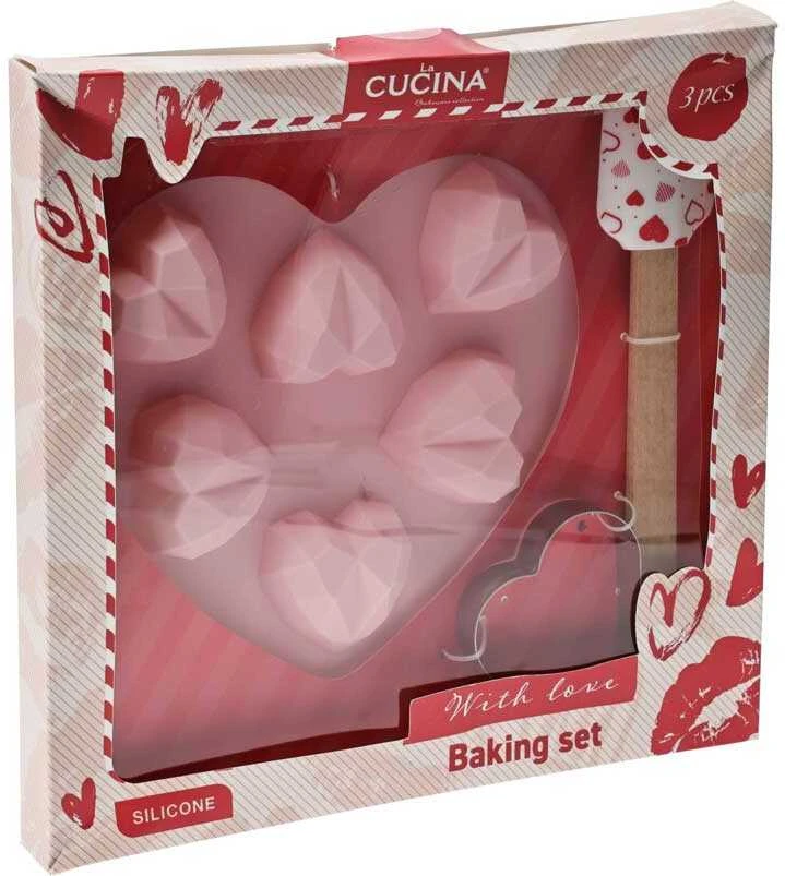 La Cucina Kepimo reikmenų rinkinys su širdies motyvu