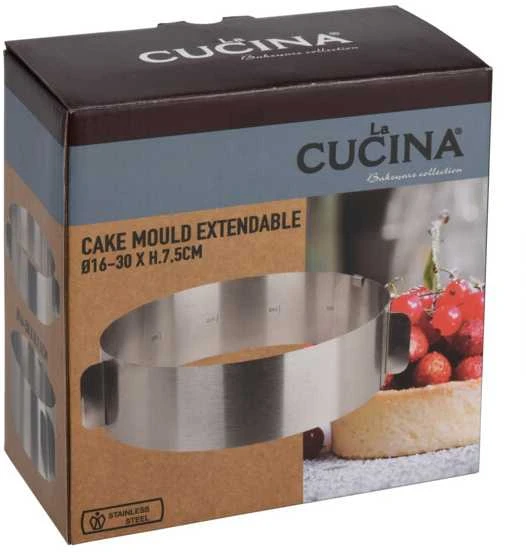 La Cucina Reguliuojama torto forma plieninė 16-30 cm