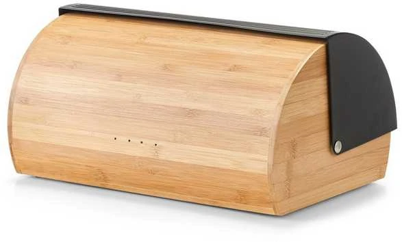 Zeller Bamboo Bambukinė duonos dėžė su juodu gofruotu dangteliu