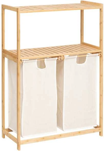 5five Simply Smart Bamboo Bambukinė lentyna su skalbinių krepšeliu TIDY BOX, 72 x 33 x 109 cm