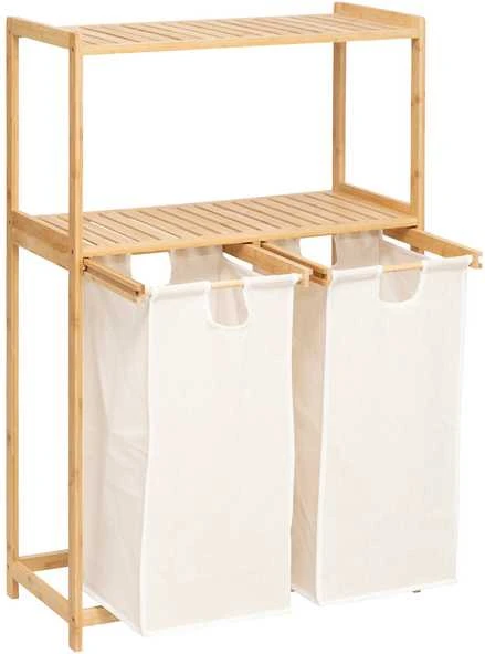 5five Simply Smart Bamboo Bambukinė lentyna su skalbinių krepšeliu TIDY BOX, 72 x 33 x 109 cm