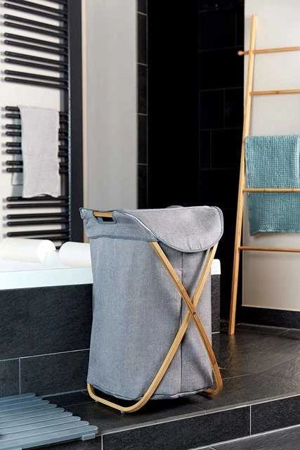 Wenko Bamboo Bambukinis skalbinių krepšelis, uždaras, talpa 79 litrai